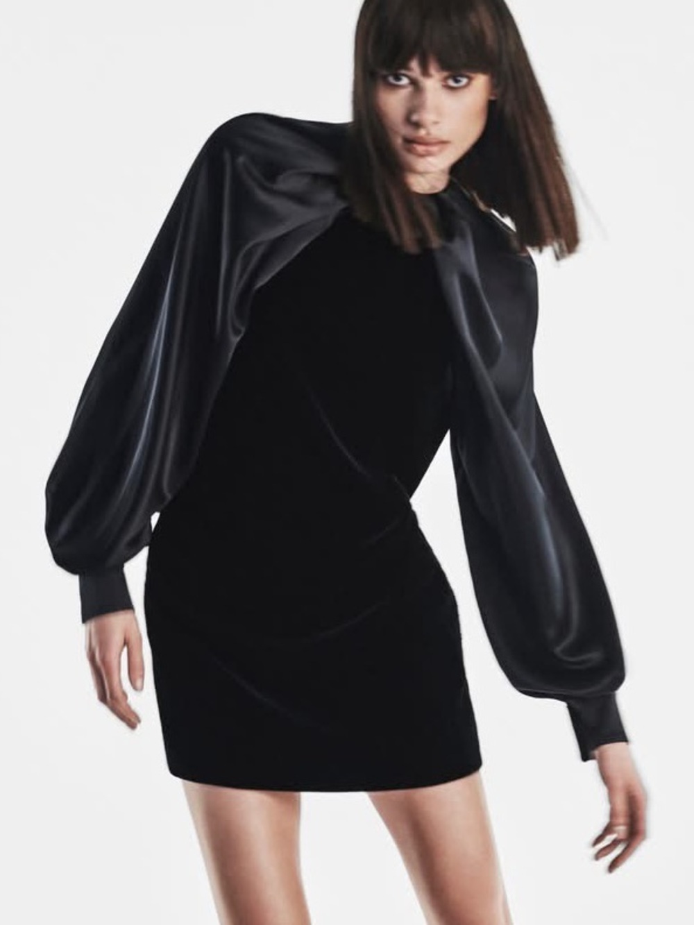 Max Mara Zarelia Black Silk Velvet Mini Dress NWT US 8